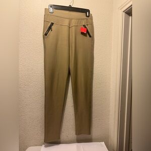 Coco + Carmen Tan Ponte Slim Leggings with Black Trim